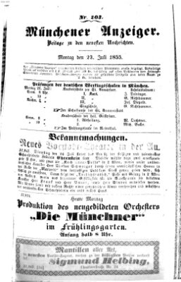 Neueste Nachrichten aus dem Gebiete der Politik (Münchner neueste Nachrichten) Montag 23. Juli 1855
