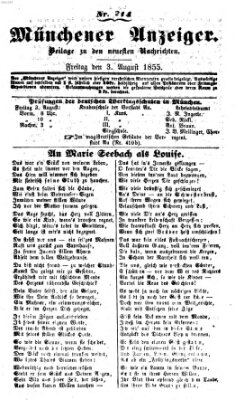 Neueste Nachrichten aus dem Gebiete der Politik (Münchner neueste Nachrichten) Freitag 3. August 1855