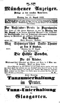 Neueste Nachrichten aus dem Gebiete der Politik (Münchner neueste Nachrichten) Sonntag 19. August 1855