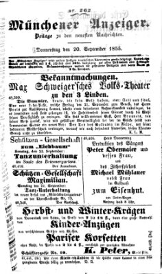 Neueste Nachrichten aus dem Gebiete der Politik Donnerstag 20. September 1855