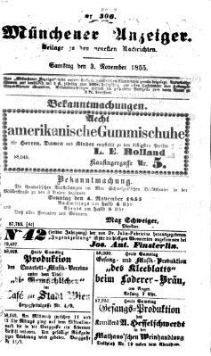 Neueste Nachrichten aus dem Gebiete der Politik (Münchner neueste Nachrichten) Samstag 3. November 1855