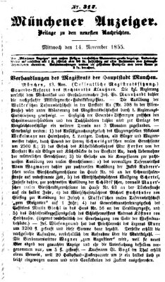 Neueste Nachrichten aus dem Gebiete der Politik (Münchner neueste Nachrichten) Mittwoch 14. November 1855
