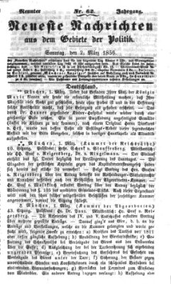 Neueste Nachrichten aus dem Gebiete der Politik (Münchner neueste Nachrichten) Sonntag 2. März 1856
