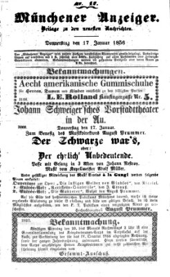 Neueste Nachrichten aus dem Gebiete der Politik (Münchner neueste Nachrichten) Donnerstag 17. Januar 1856