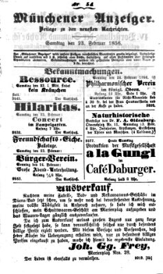 Neueste Nachrichten aus dem Gebiete der Politik (Münchner neueste Nachrichten) Samstag 23. Februar 1856