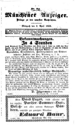 Neueste Nachrichten aus dem Gebiete der Politik (Münchner neueste Nachrichten) Mittwoch 2. April 1856