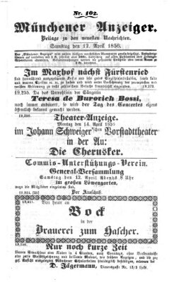 Neueste Nachrichten aus dem Gebiete der Politik (Münchner neueste Nachrichten) Samstag 12. April 1856