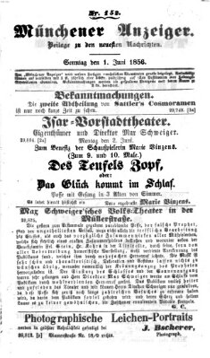 Neueste Nachrichten aus dem Gebiete der Politik (Münchner neueste Nachrichten) Sonntag 1. Juni 1856