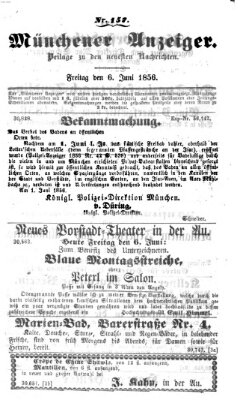 Neueste Nachrichten aus dem Gebiete der Politik (Münchner neueste Nachrichten) Freitag 6. Juni 1856