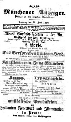 Neueste Nachrichten aus dem Gebiete der Politik (Münchner neueste Nachrichten) Samstag 28. Juni 1856