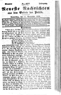 Neueste Nachrichten aus dem Gebiete der Politik (Münchner neueste Nachrichten) Donnerstag 11. September 1856
