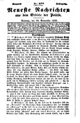 Neueste Nachrichten aus dem Gebiete der Politik Sonntag 28. September 1856