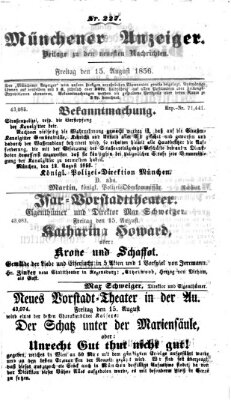 Neueste Nachrichten aus dem Gebiete der Politik (Münchner neueste Nachrichten) Freitag 15. August 1856