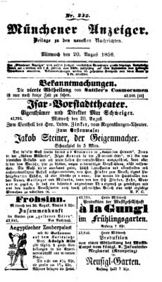 Neueste Nachrichten aus dem Gebiete der Politik (Münchner neueste Nachrichten) Mittwoch 20. August 1856