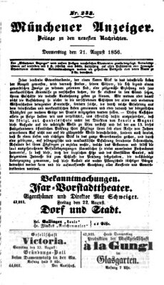 Neueste Nachrichten aus dem Gebiete der Politik Donnerstag 21. August 1856