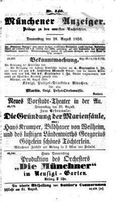 Neueste Nachrichten aus dem Gebiete der Politik (Münchner neueste Nachrichten) Donnerstag 28. August 1856