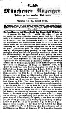Neueste Nachrichten aus dem Gebiete der Politik (Münchner neueste Nachrichten) Samstag 30. August 1856