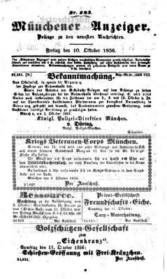 Neueste Nachrichten aus dem Gebiete der Politik (Münchner neueste Nachrichten) Freitag 10. Oktober 1856