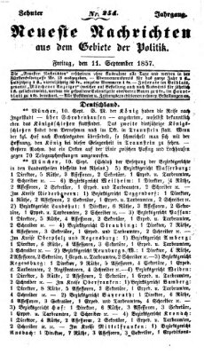 Neueste Nachrichten aus dem Gebiete der Politik (Münchner neueste Nachrichten) Freitag 11. September 1857