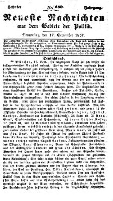 Neueste Nachrichten aus dem Gebiete der Politik (Münchner neueste Nachrichten) Donnerstag 17. September 1857