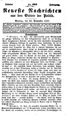 Neueste Nachrichten aus dem Gebiete der Politik (Münchner neueste Nachrichten) Sonntag 20. September 1857