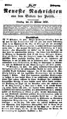 Neueste Nachrichten aus dem Gebiete der Politik (Münchner neueste Nachrichten) Dienstag 16. Februar 1858