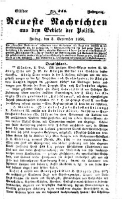 Neueste Nachrichten aus dem Gebiete der Politik (Münchner neueste Nachrichten) Freitag 3. September 1858