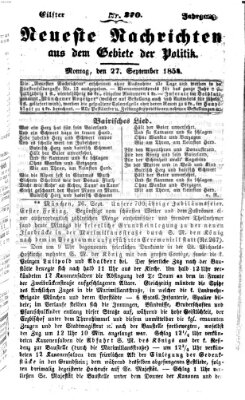Neueste Nachrichten aus dem Gebiete der Politik Montag 27. September 1858
