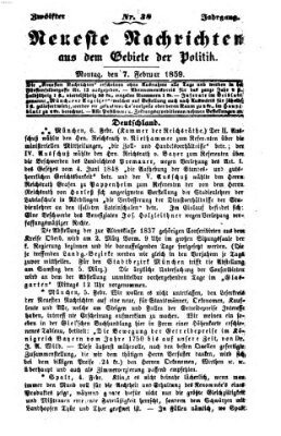 Neueste Nachrichten aus dem Gebiete der Politik (Münchner neueste Nachrichten) Montag 7. Februar 1859