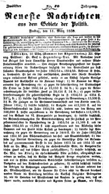 Neueste Nachrichten aus dem Gebiete der Politik (Münchner neueste Nachrichten) Freitag 11. März 1859