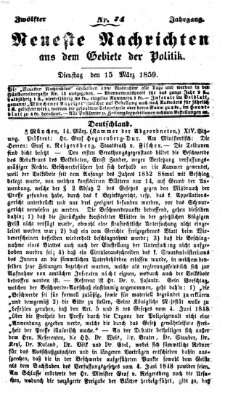 Neueste Nachrichten aus dem Gebiete der Politik (Münchner neueste Nachrichten) Dienstag 15. März 1859