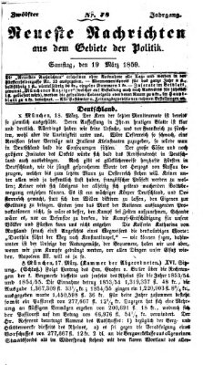 Neueste Nachrichten aus dem Gebiete der Politik Samstag 19. März 1859