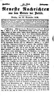Neueste Nachrichten aus dem Gebiete der Politik (Münchner neueste Nachrichten) Dienstag 20. September 1859