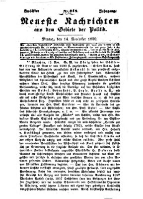 Neueste Nachrichten aus dem Gebiete der Politik (Münchner neueste Nachrichten) Montag 14. November 1859