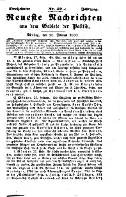 Neueste Nachrichten aus dem Gebiete der Politik Dienstag 28. Februar 1860