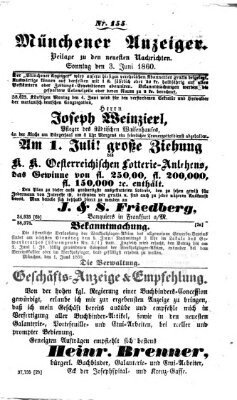 Münchener Anzeiger (Münchner neueste Nachrichten) Sonntag 3. Juni 1860