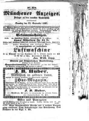 Münchener Anzeiger (Münchner neueste Nachrichten) Samstag 29. September 1860