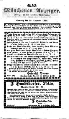 Münchener Anzeiger (Neueste Nachrichten aus dem Gebiete der Politik) Samstag 15. Dezember 1860