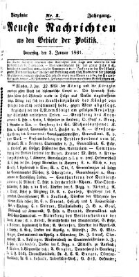 Neueste Nachrichten aus dem Gebiete der Politik (Münchner neueste Nachrichten) Donnerstag 3. Januar 1861