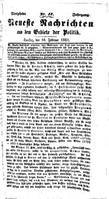 Neueste Nachrichten aus dem Gebiete der Politik Samstag 16. Februar 1861