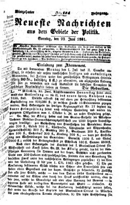 Neueste Nachrichten aus dem Gebiete der Politik (Münchner neueste Nachrichten) Sonntag 23. Juni 1861