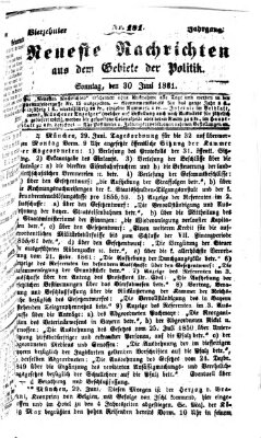 Neueste Nachrichten aus dem Gebiete der Politik Sonntag 30. Juni 1861