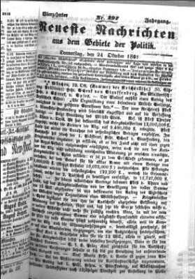 Neueste Nachrichten aus dem Gebiete der Politik Donnerstag 24. Oktober 1861