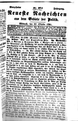 Neueste Nachrichten aus dem Gebiete der Politik Mittwoch 30. Oktober 1861