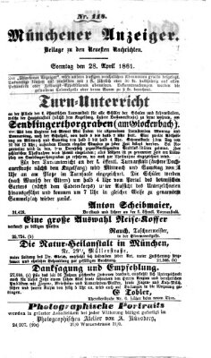 Münchener Anzeiger (Münchner neueste Nachrichten) Sonntag 28. April 1861