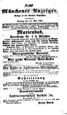 Münchener Anzeiger (Neueste Nachrichten aus dem Gebiete der Politik) Sonntag 19. Mai 1861