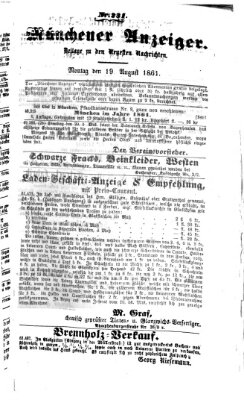 Münchener Anzeiger (Münchner neueste Nachrichten) Montag 19. August 1861