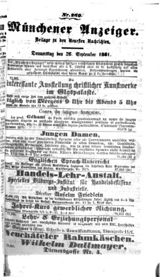 Münchener Anzeiger (Münchner neueste Nachrichten) Donnerstag 26. September 1861