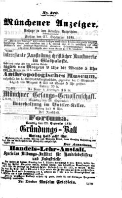Münchener Anzeiger (Neueste Nachrichten aus dem Gebiete der Politik) Freitag 27. September 1861