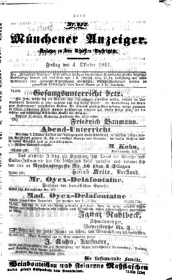 Münchener Anzeiger (Neueste Nachrichten aus dem Gebiete der Politik) Freitag 4. Oktober 1861